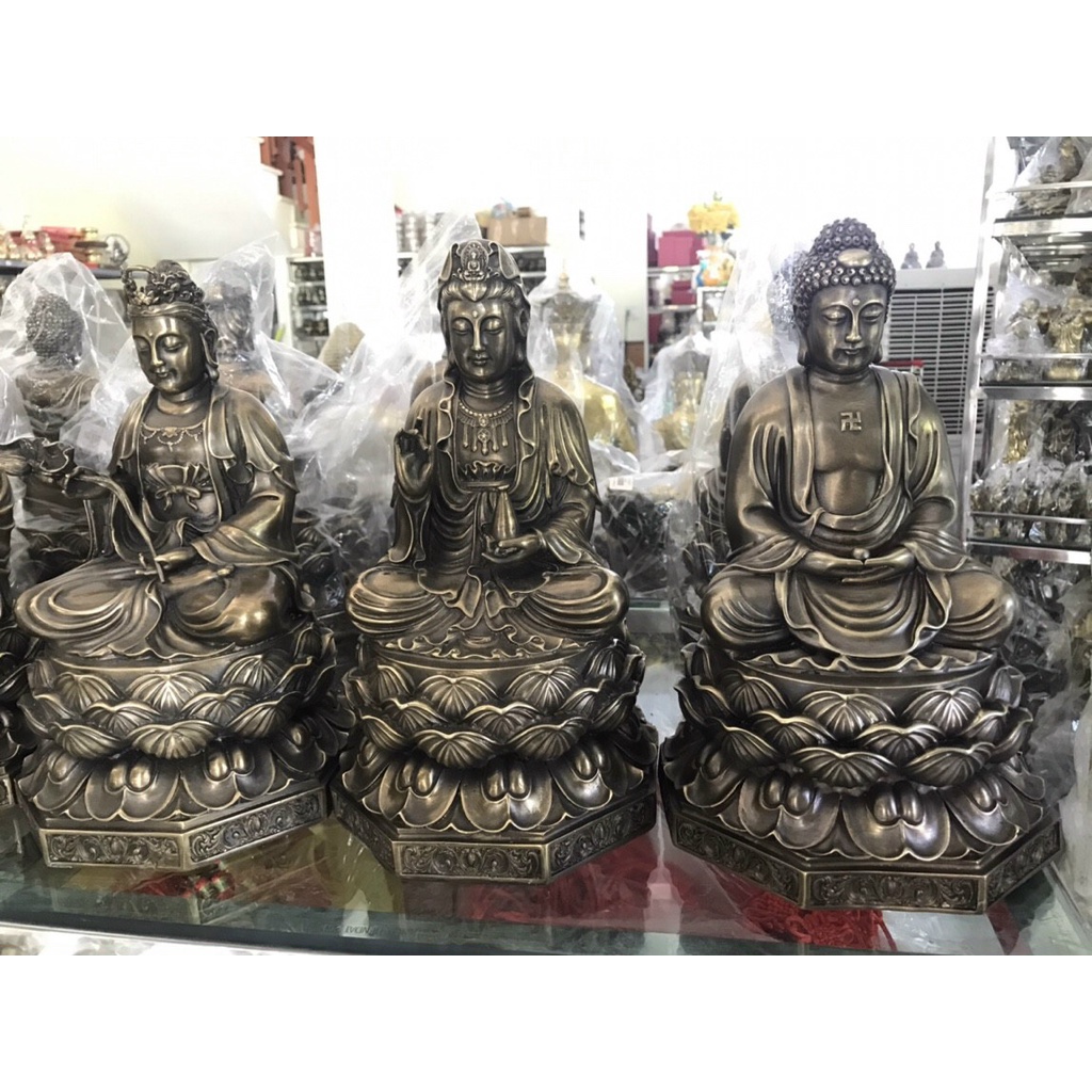 Tượng Phật tổ Thích ca Mâu Ni Đại Thế chí Quan âm Phật A Di Đà đế cao 30cm