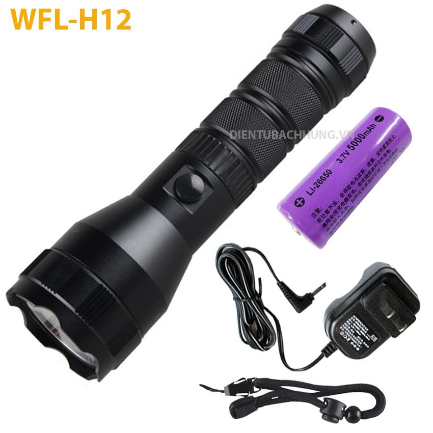 Đèn pin wasing WFL-H12 CREE LEDs XM-L2-U2 10W 1000Lumens Kèm pin + Sạc