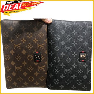 Ldyi túi ví cầm tay lv, clutch nam nữ, da sáp mềm, 3 ngan để đô cực rộng 12