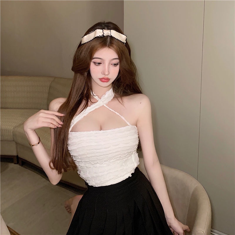 Áo không tay COZOKC cổ yếm xếp ly quyến rũ cho nữ