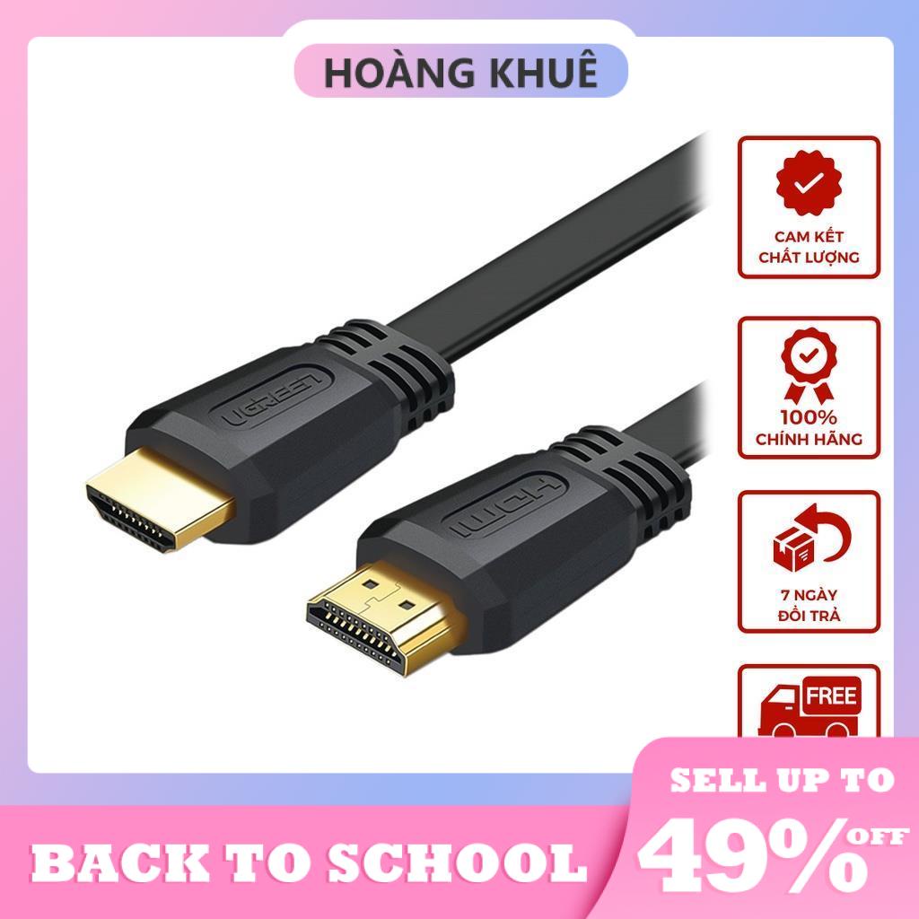 Cáp HDMI 2.0 hỗ trợ 4k*2k, 3D Full HD1080 dạng dây dẹt màu đen dài từ 1.5-5m UGREEN ED015