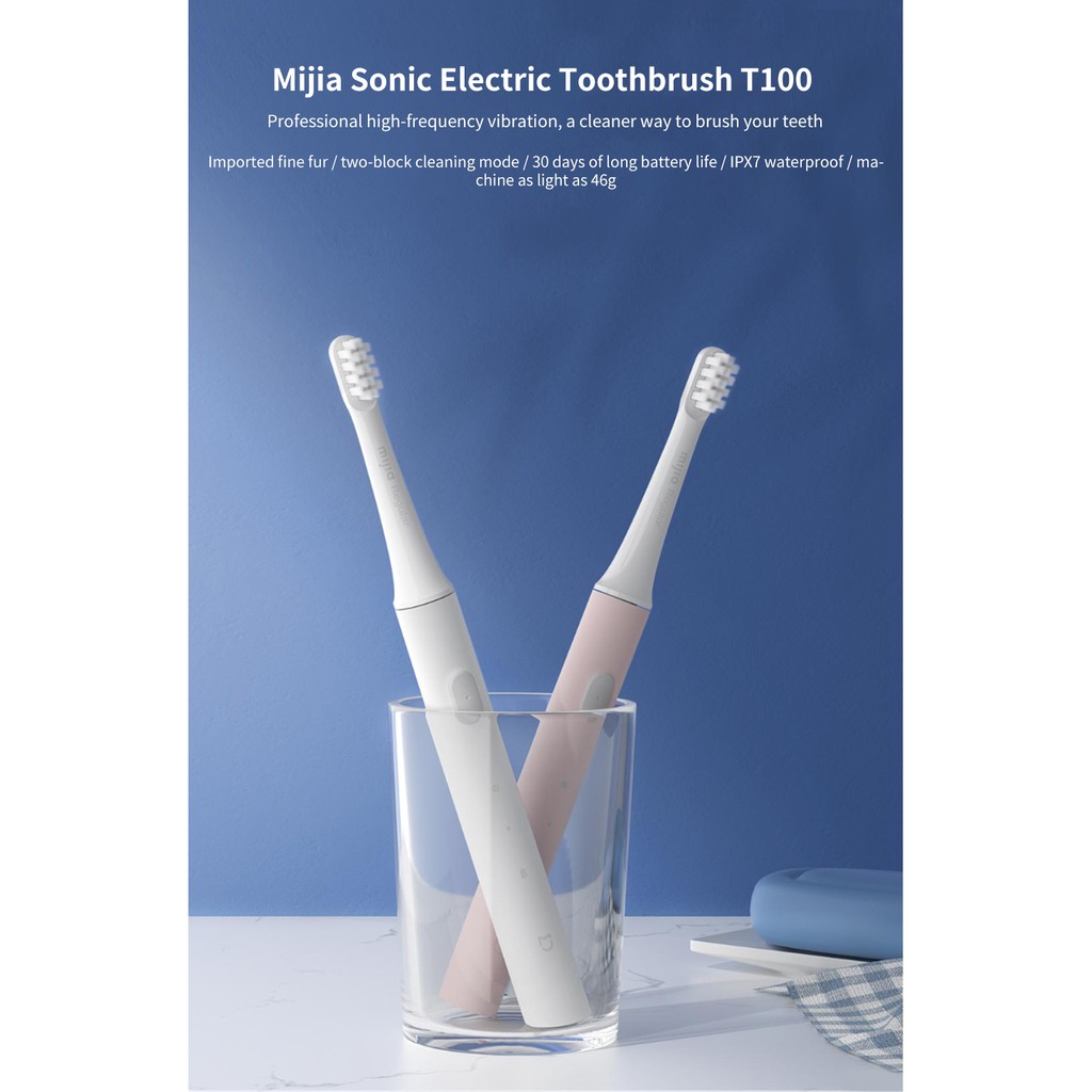 Bàn Chải Đánh Răng Điện Xiaomi Mijia Sonic Mi T100 Răng Cổng Sạc USB Chống Nước Cho Người Lớn