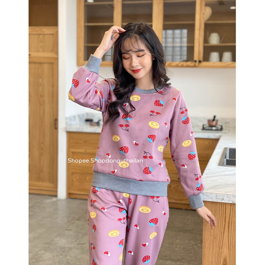 Bộ ngủ nỉ bông chất đẹp hoạ tiết cute | BigBuy360 - bigbuy360.vn