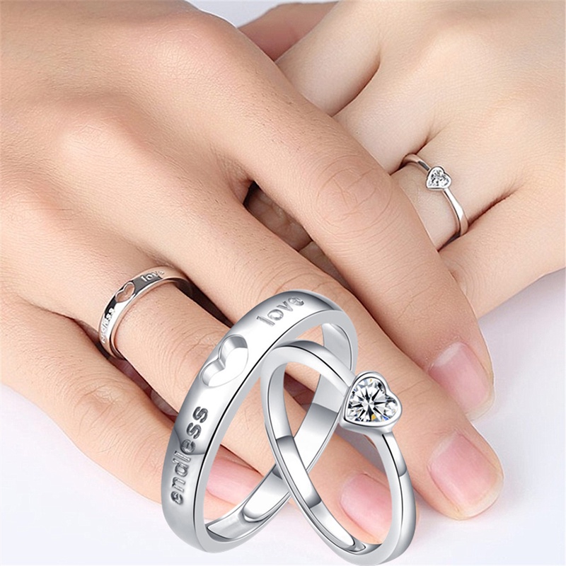 Nhẫn Đính Đá Hình Trái Tim Dành Cho Cặp Đôi