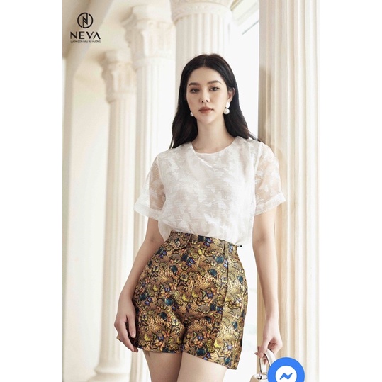 NEVA Newtag áo sơ mi trắng hoạ tiết buterfly mới nguyên tag S/M/L