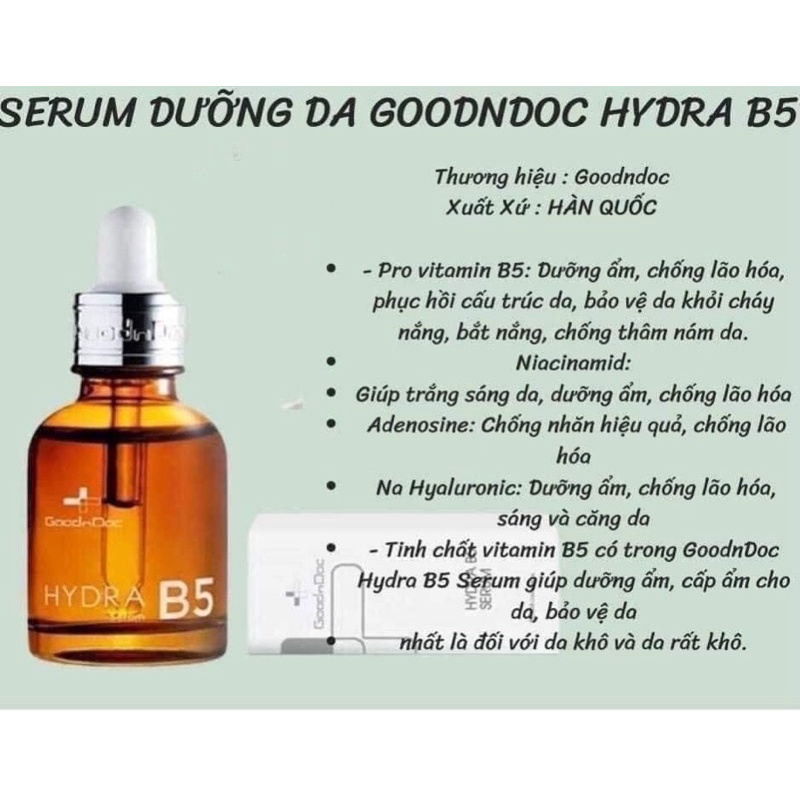 [Chính Hãng] SERUM B5 HỒI PHỤC DA GIẢM ĐỎ MỜ THÂM MỤN GOODNDOC | BigBuy360 - bigbuy360.vn