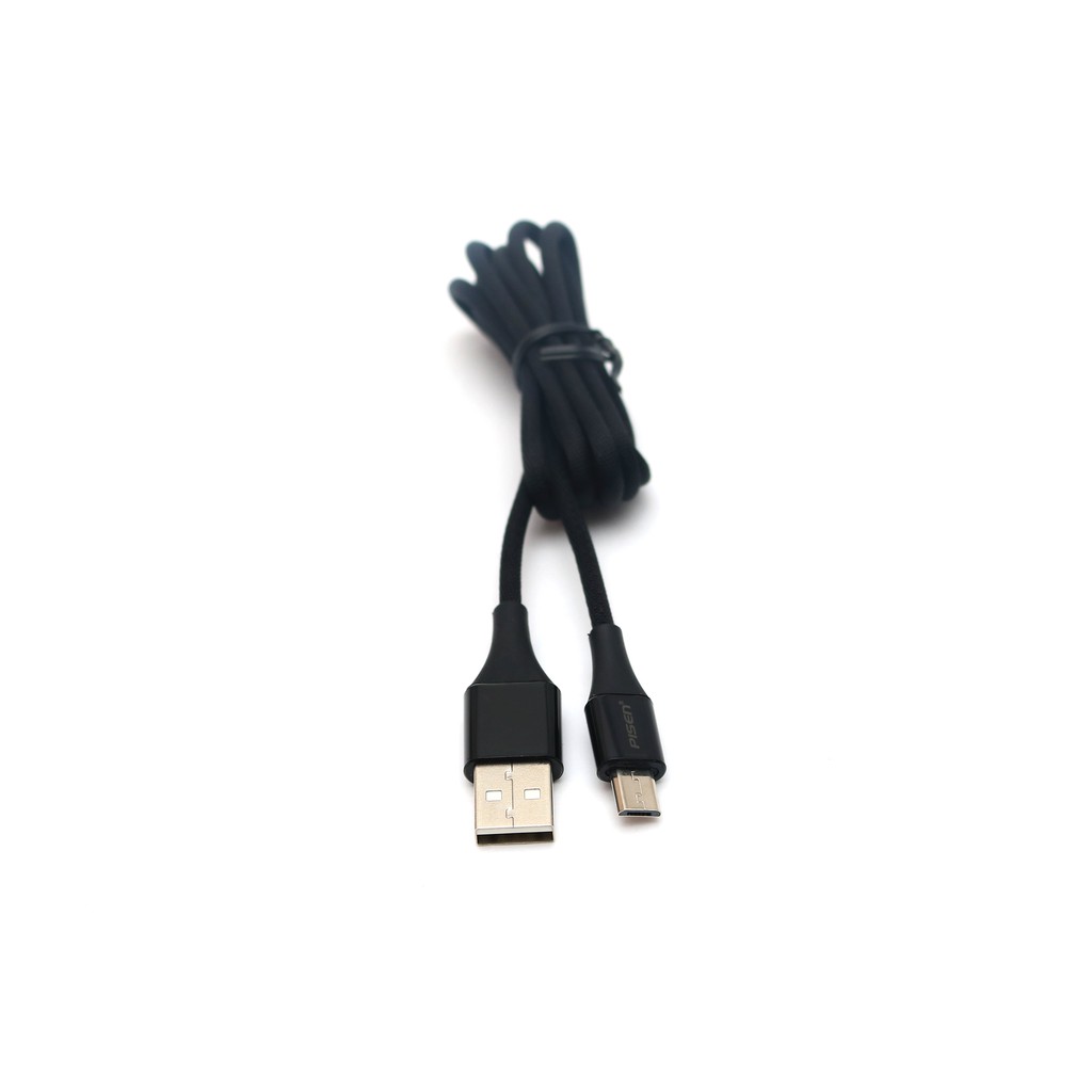 [Mã BMLT30 giảm đến 30K đơn 99K] Cáp PISEN Micro USB 2.4A braided 1200m(Anti-break) - (MU18-1200) - Hàng chính hãng