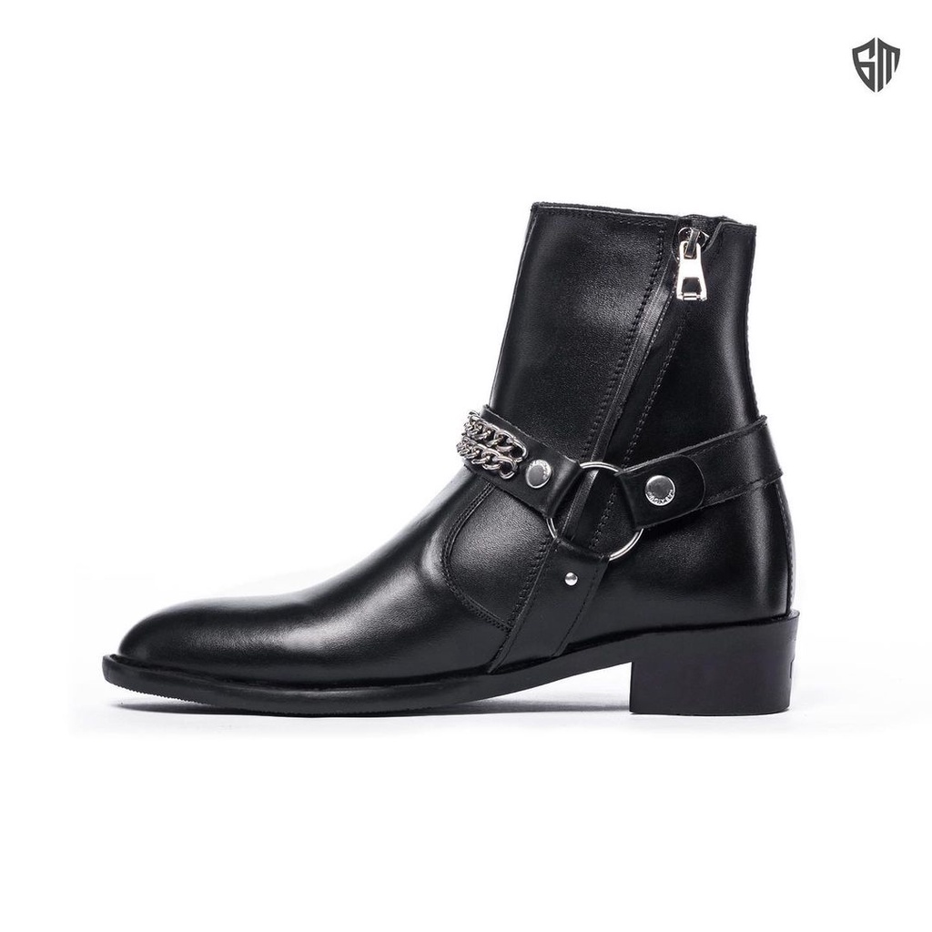 Giày Harness boots chất liệu da bò nguyên tấm kèm xích | BigBuy360 - bigbuy360.vn