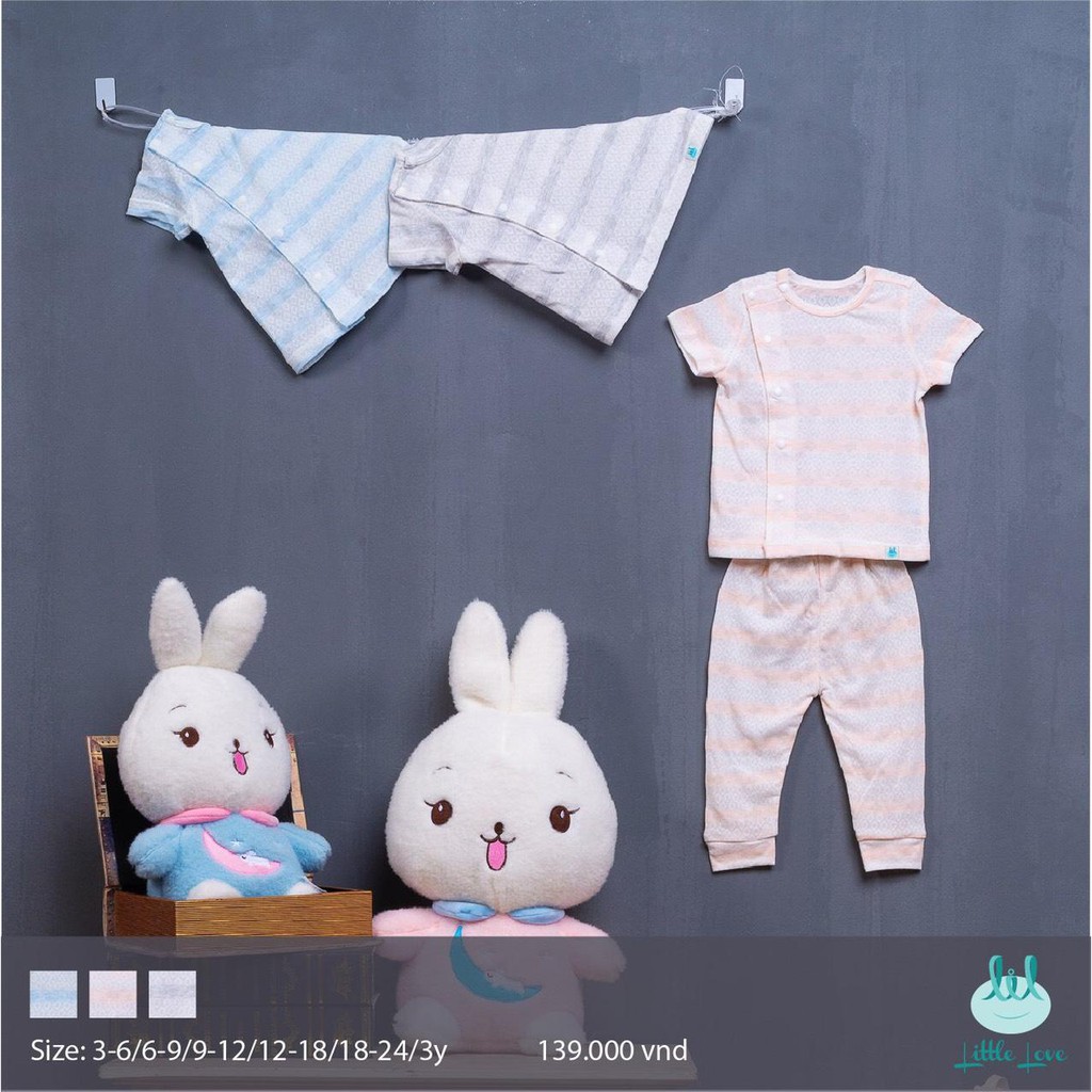 Bộ quần áo vải lưới Little love áo cộc quần dài