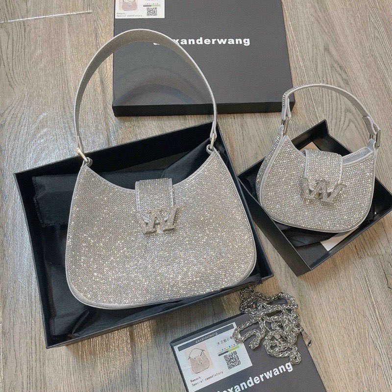 ￼Túi W ĐÁ BLING BLING kẹp nách size mini và 20cm
