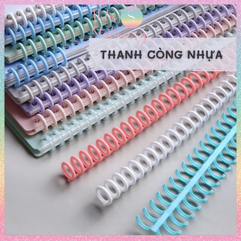 Combo 2 thanh còng nhựa màu macaron còng 12mm, 22mm làm sổ còng A5/ B5/ A4