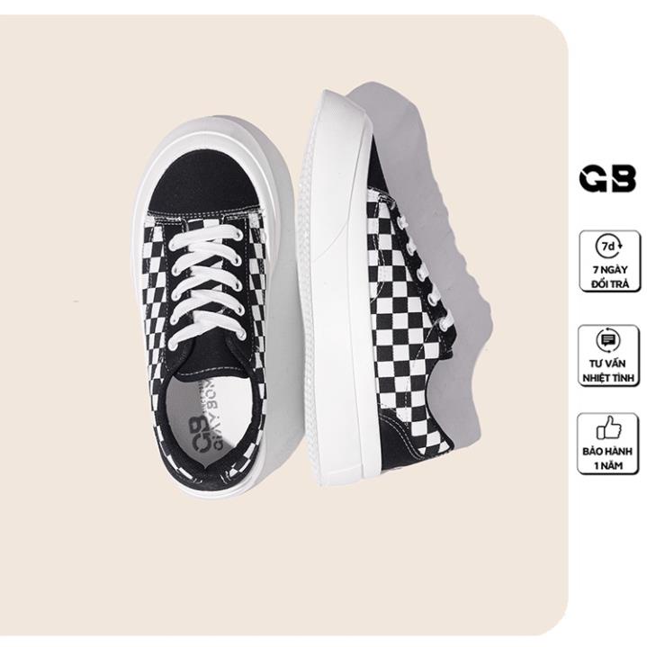 Giày Bata Nữ Giày BOM Sneaker Vải Caro Đế Bằng Êm Chân Đẹp Mới Nhất 2 Màu Đen Kem giayBOM GB Classics B1613 HoT
