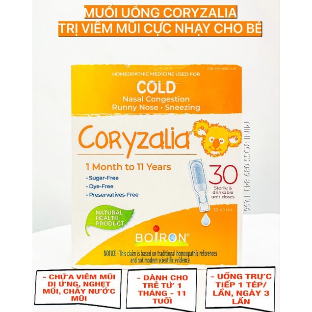 Muối uống vi lượng đồng căn Boiron Coryzalia cho bé từ sơ sinh