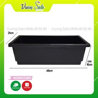 Chậu trồng rau, trồng hoa màu ĐEN thông minh 48x21x16cm