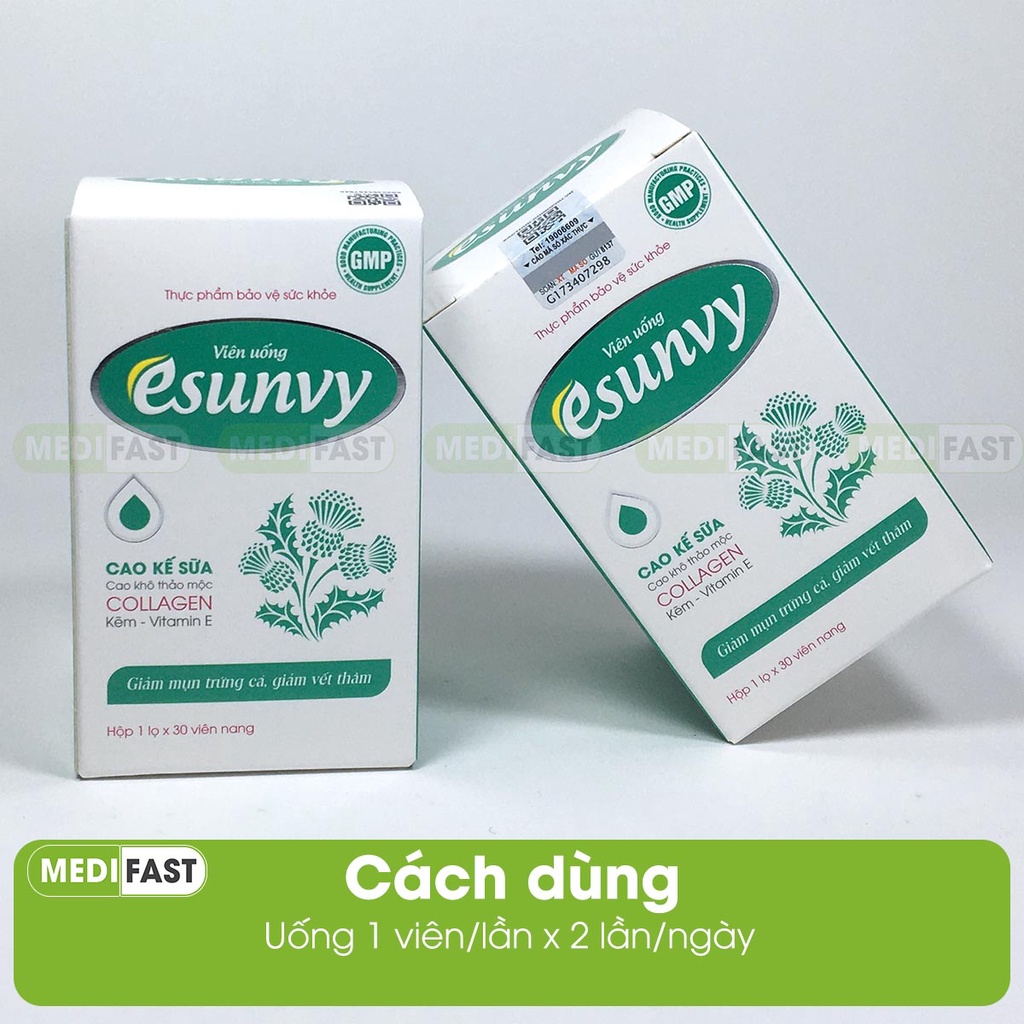 Viên uống Esunvy hỗ trợ giảm mụn trứng cá Hộp 30 viên từ thảo dược