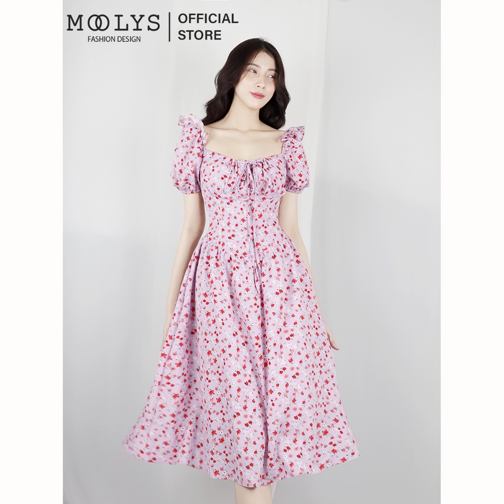 Đầm xoè thiết kế tay phồng tiểu thư Moolys MD015