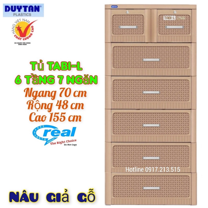 Tủ nhựa duy tân TABI-L Size Lớn Nhất NÂU ĐAN GỖ 6 tầng -7 ngăn