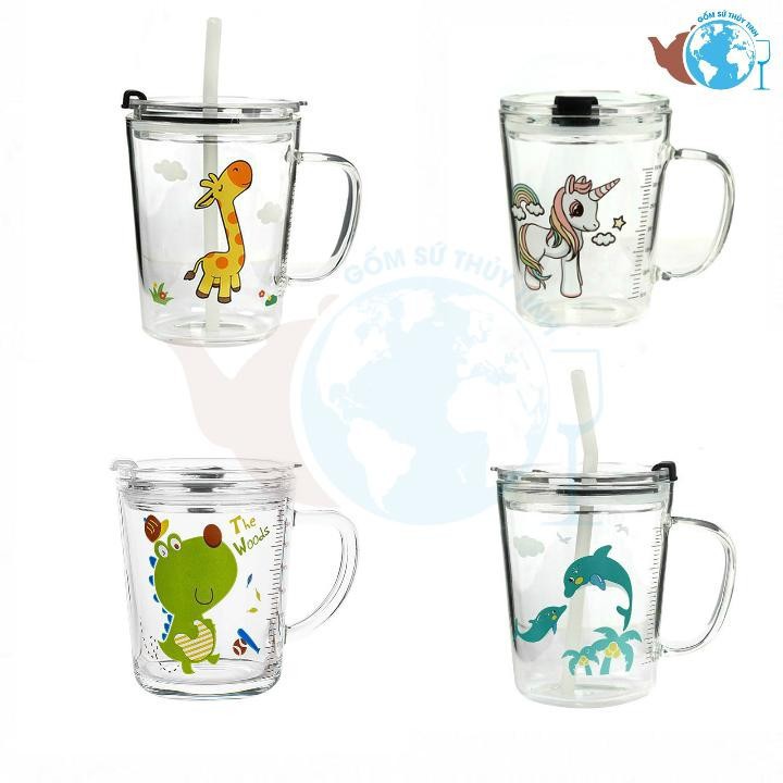 Cốc Nước, Ly Pha Sữa Thuỷ Tinh Có Nắp Đậy, Vạch Chia Cực Kỳ Tiện Lợi