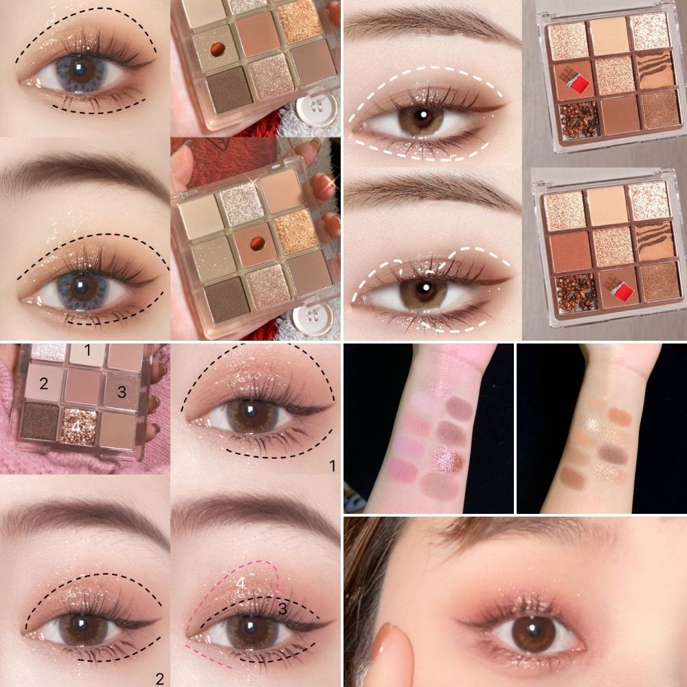 [Hàng mới về] Bảng phấn mắt Dikalu 9 màu tông lì và nhũ kim cương lâu trôi trang điểm thời thượng | BigBuy360 - bigbuy360.vn