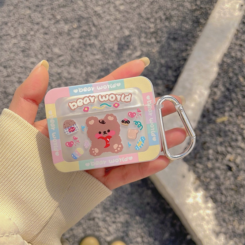 Vỏ Bảo Vệ Hộp Sạc Tai Nghe Airpods 1 2 3 Pro Mềm Màu Gradient Họa Tiết Chú Gấu Dễ Thương
