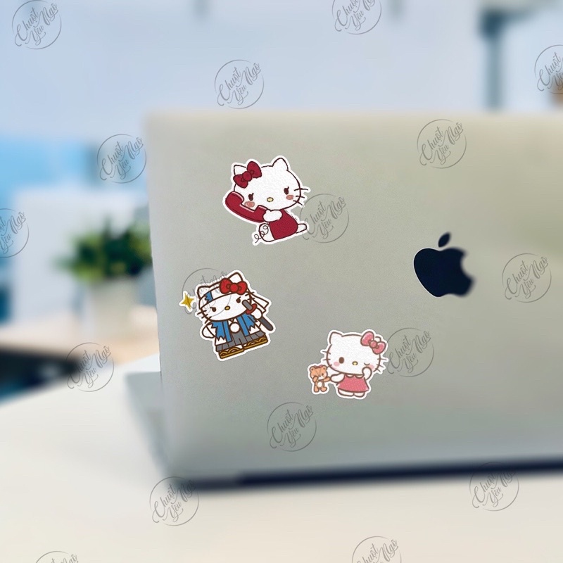 Combo 30/60 sticker mèo hellokitty decal chống nước dán trang trí điện thoại laptop nón bảo hiểm xe máy NT 52