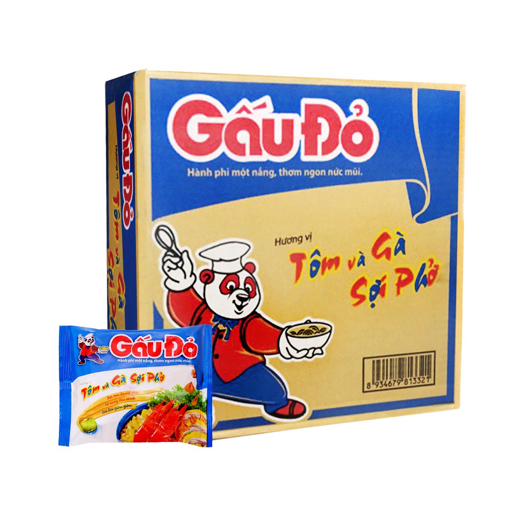 Mì Gấu Đỏ tôm và gà sợi phở 1 thùng 30 gói