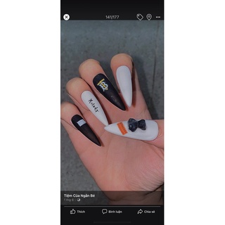nail gấu đen trắng