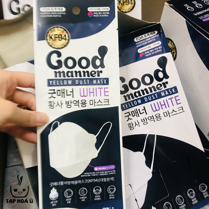 KHẨU TRANG HÀN QUỐC KF94 - HÃNG GOOD MANNER - MÀU TRẮNG, SIZE L