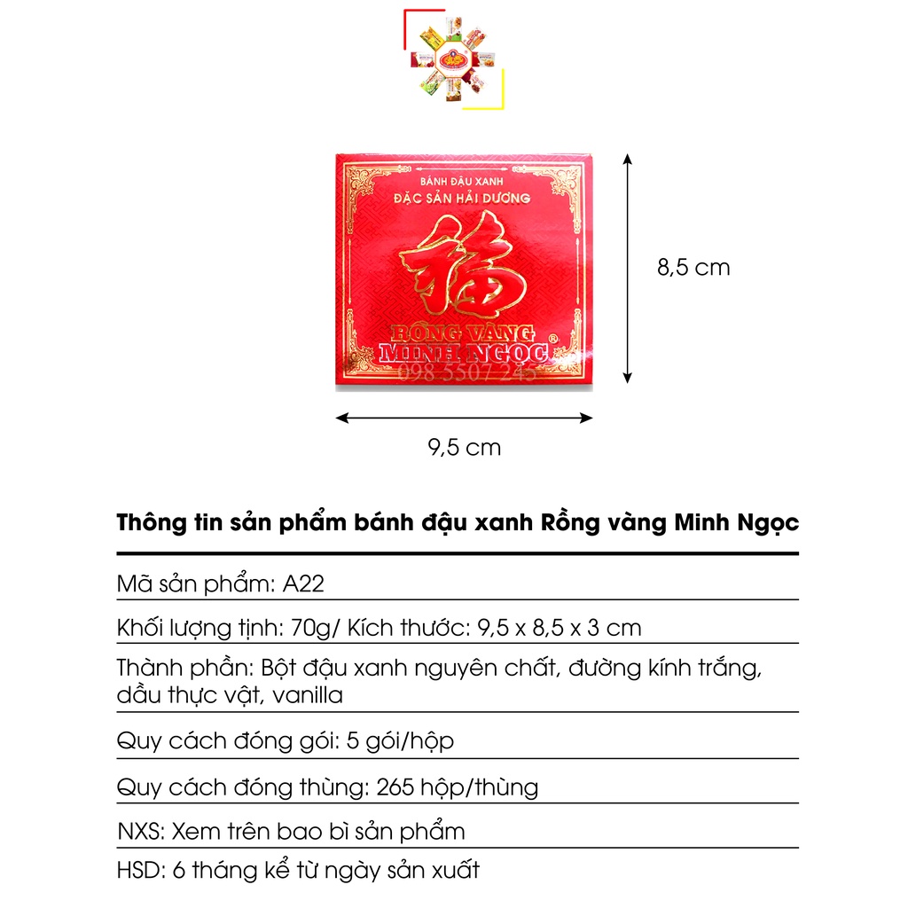 5 hộp Bánh đậu xanh Minh Ngọc A22/ Bánh lễ