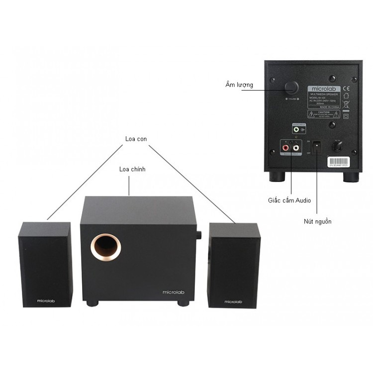 Bộ Loa máy tính Microlab M105 2.1 - Hàng cam kết Chính Hãng bảo hành 12 tháng