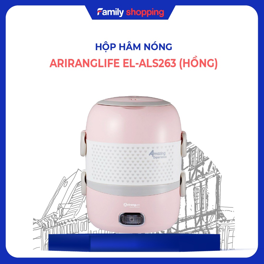 Hộp cơm cắm điện + Hộp hâm nóng 2 tầng ArirangLife EL-ALS263 (Hồng)