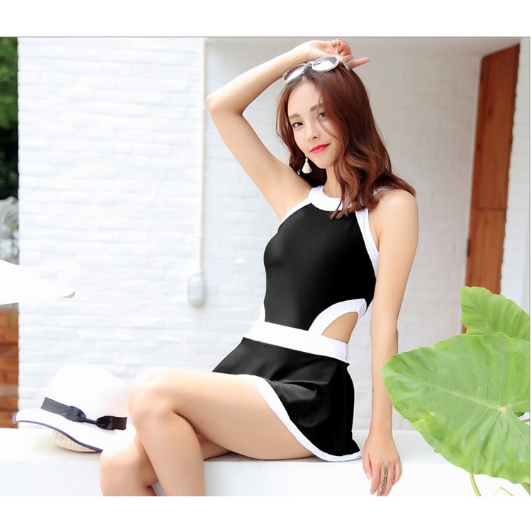(Kèm Ảnh Thật) Set Áo Tắm 1 Mảnh ,Đồ Bơi Đi Biển Liền Thân Hở Eo Áo Váy Dáng Yếm Du Lịch Thỏa Thích