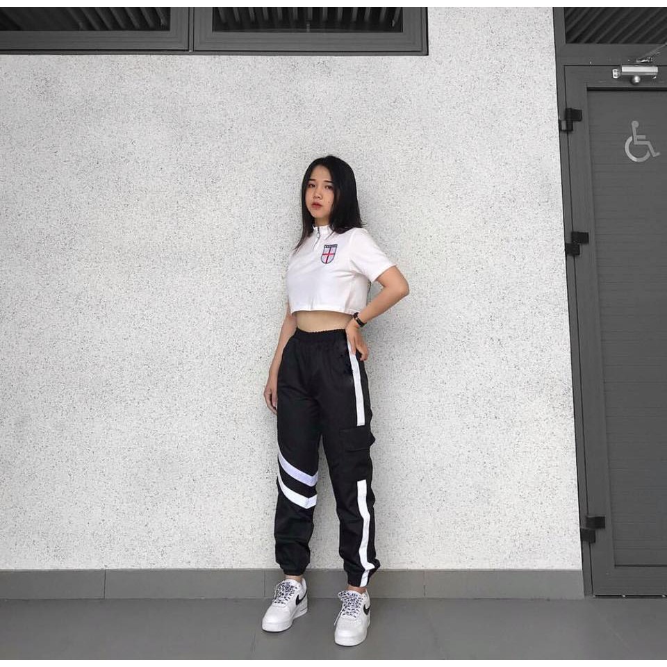 Quần jogger túi hộp sọc phản quang unisex