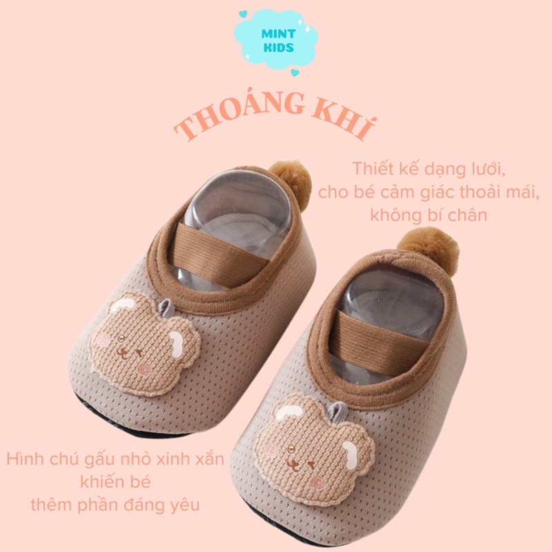 Giày Vải Tập Đi Chống Trơn Trượt Hình Gấu Cho Bé Dưới 2 Tuổi TH-01