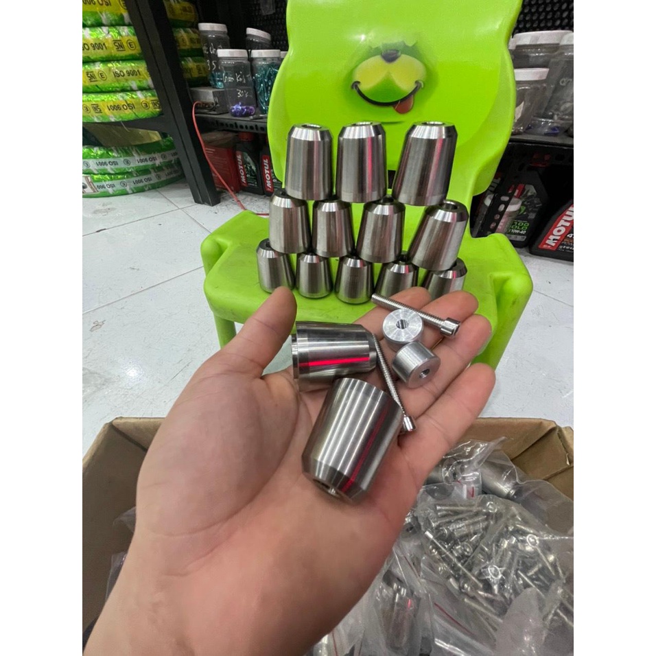 Cặp Gù Inox 304 CNC siêu nặng 350g chống rung tay lái Tặng 2 món