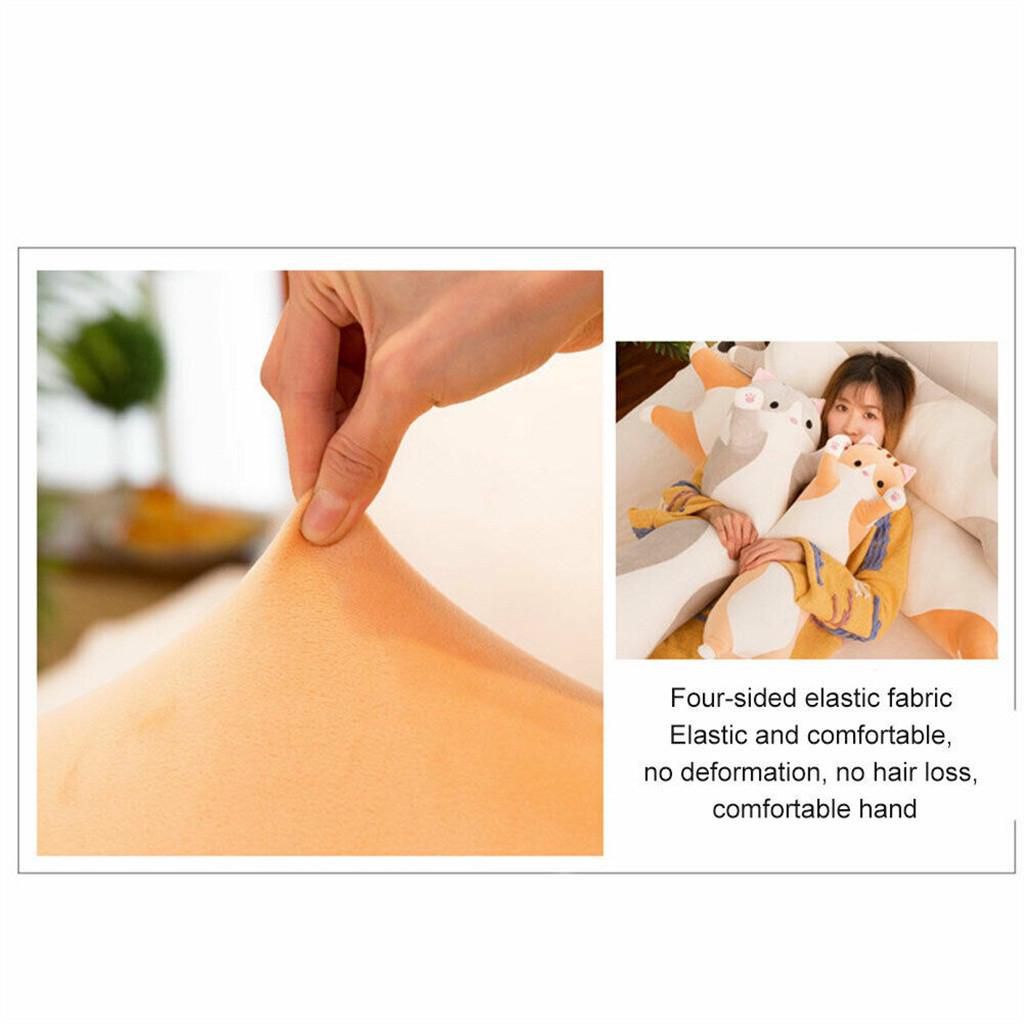 Mèo nhồi bông dài 70cm mềm mại trang trí nhà cửa