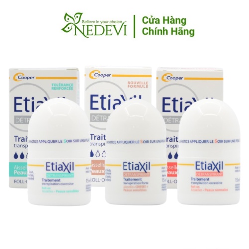 Lăn Khử Mùi Etiaxil Giảm Mồ Hôi Dành Cho Da Nhạy Cảm 15ml Màu Xanh - NEDEVI Chính Hãng