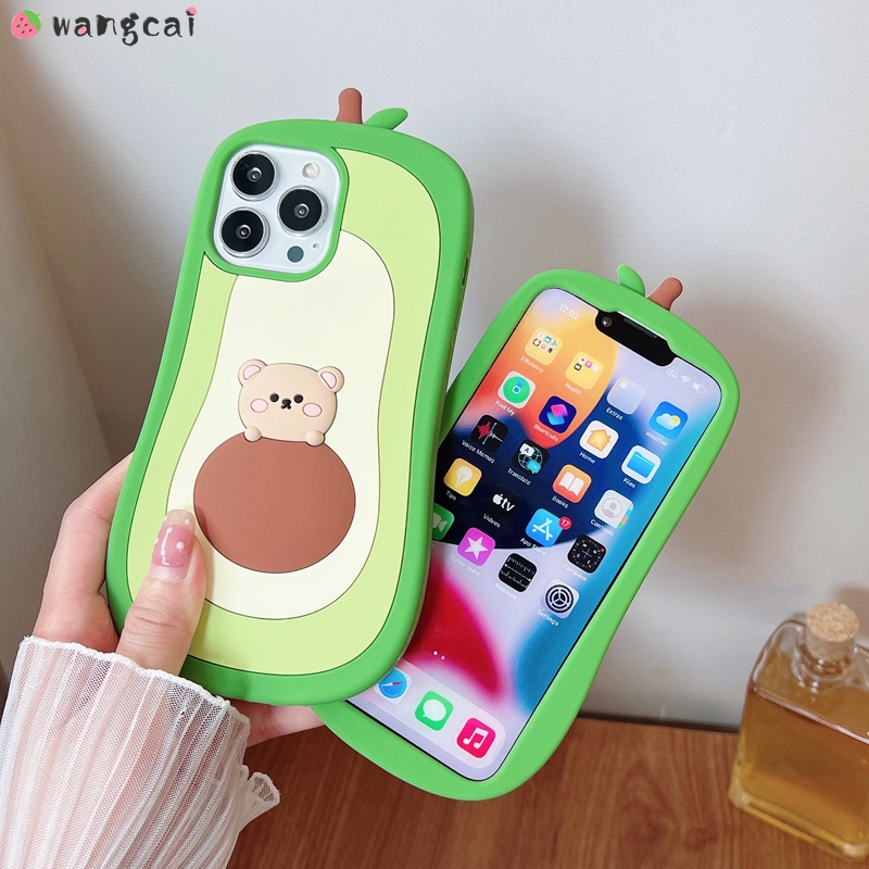 Ốp Điện Thoại Silicon Dẻo Họa Tiết Gấu/ Bơ Dễ Thương Cho iPhone 13 12 11 Pro Max XS Max XR X 7 8 6 6s Plus