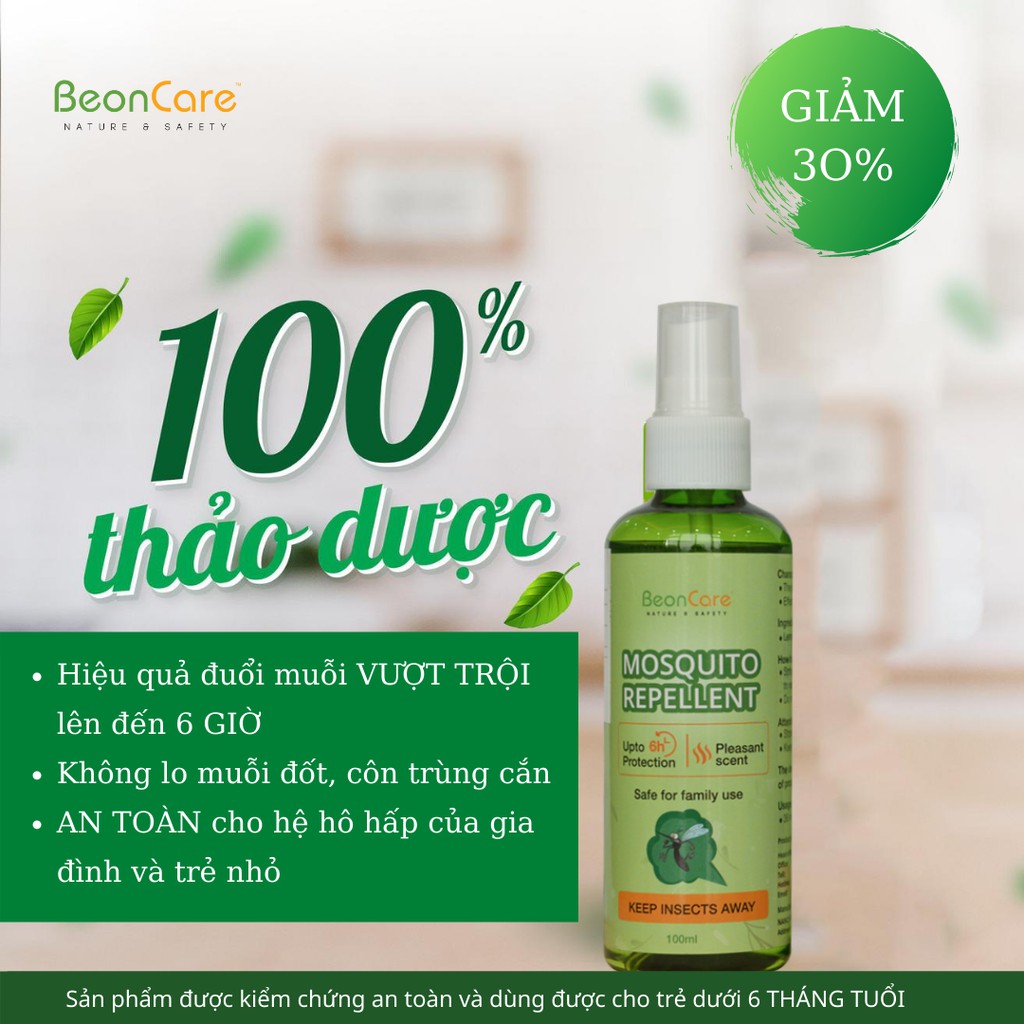 TINH DẦU ĐUỔI MUỖI CÔNG NGHỆ NHẬT BẢN BEONCARE DẠNG XỊT TIỆN LỢI - AN TOÀN CHO TRẺ SƠ SINH