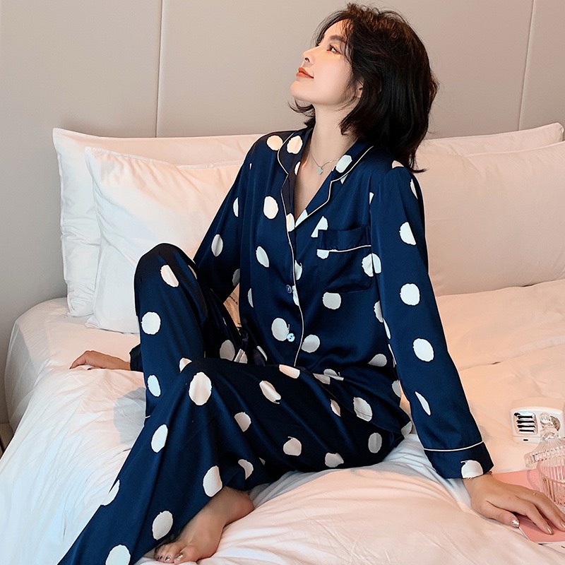 Bộ Đồ Ngủ Mặc Nhà Pajamas Lụa Họa Tiết Hisexy P45