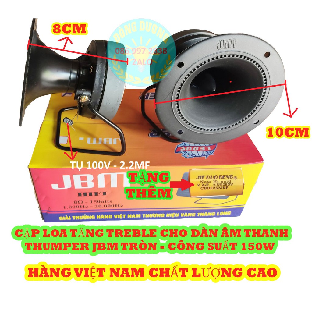 CẶP LOA TĂNG TRÉP JBM TRÒN 10CM - TẶNG TỤ 2.2MF XỊN - LOA BỔ SUNG TIẾNG TREBLE