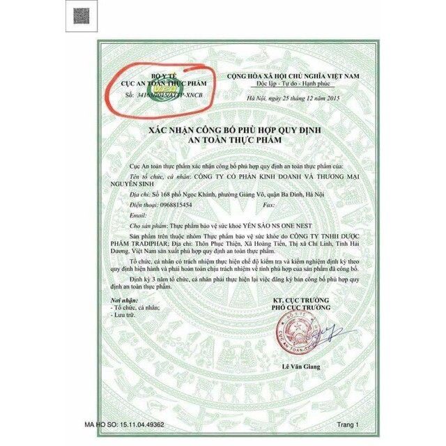 Yến sào one nest 150k