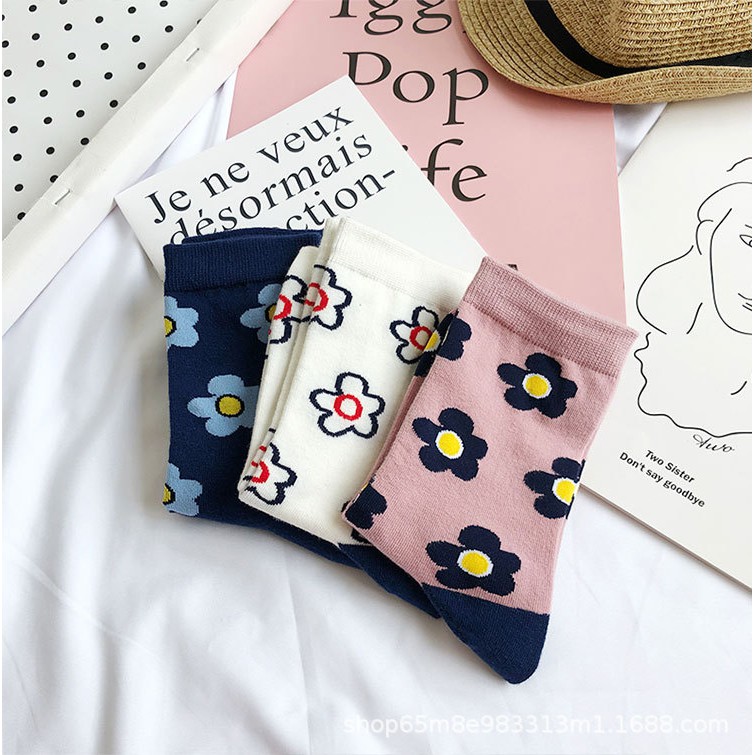 Vớ hoa CỔ CAO giữa bắp chân - dòng unisex có sẵn.