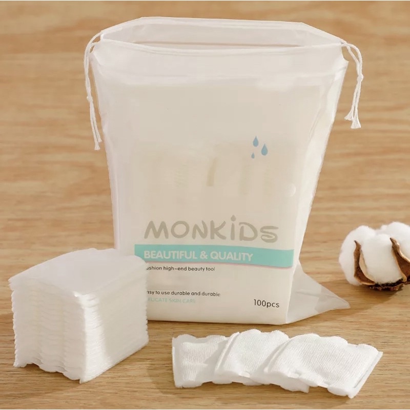 Bông Tẩy Trang Monkids 100% cotton (100miếng/gói)
