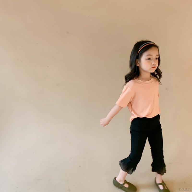 Quần dài Douma Hàn Quốc phối ren bèo nhún thời trang bé gái