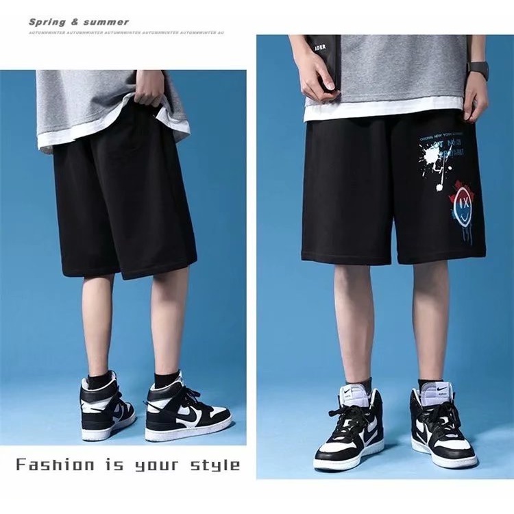 Quần Short Thể Thao Dáng Rộng Lưng Thun Co Giãn In Hoạt Hình Phong Cách Hàn Quốc Thời Trang Mùa Hè Cho Nam Size M-8Xl