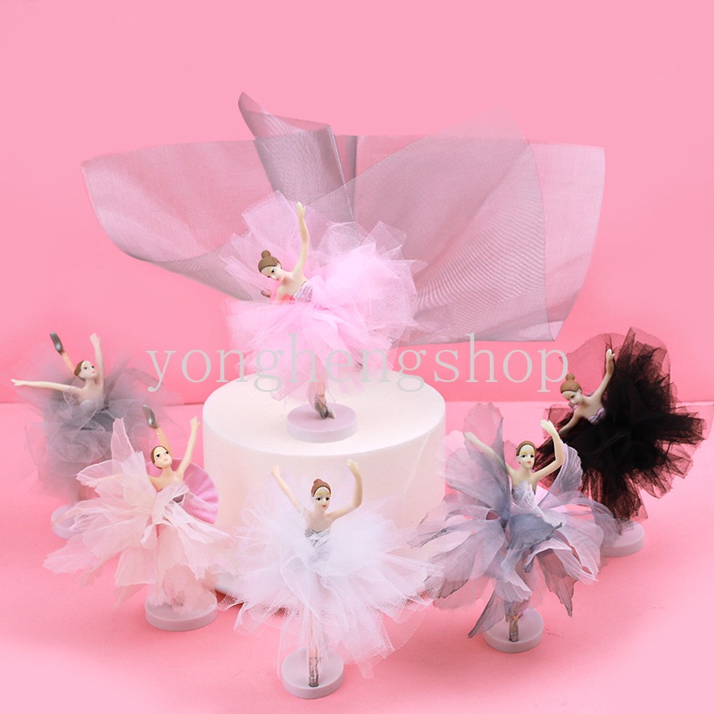 Set 3 Que Cắm Trang Trí Bánh Hình Cô Gái Múa Ballet Xinh Xắn