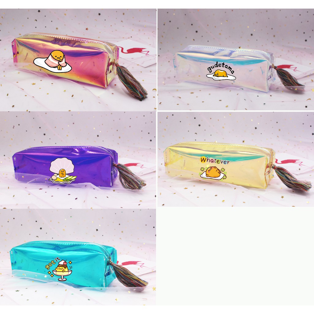 Hộp bút trứng lười gudetama HBHI37 bóp viết hologram hộp bút phản quang