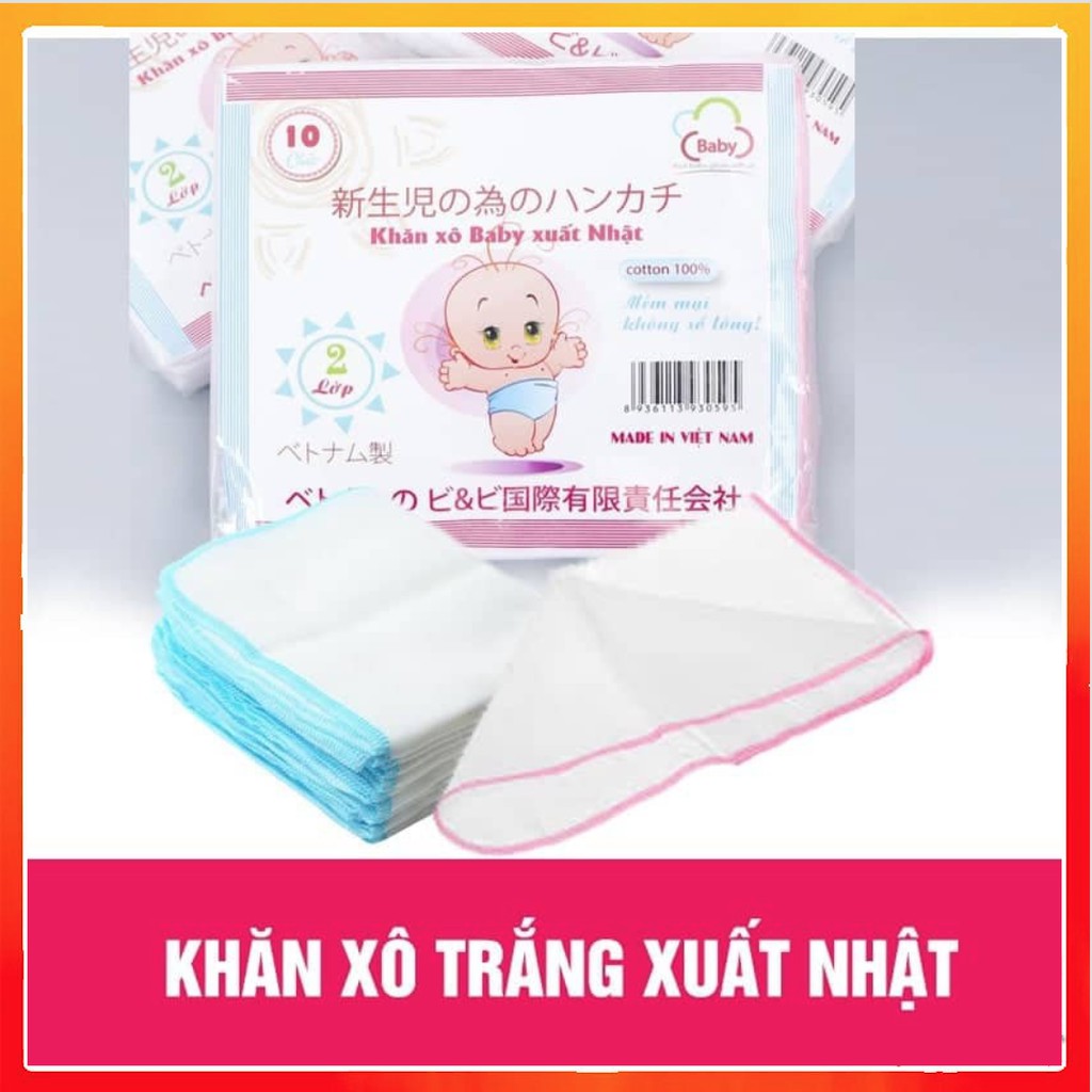 [10 khăn] Khăn sữa xuất nhật 3 lớp, khăn được làm từ vải xô 3 lớp mềm mại cho làn da của bé