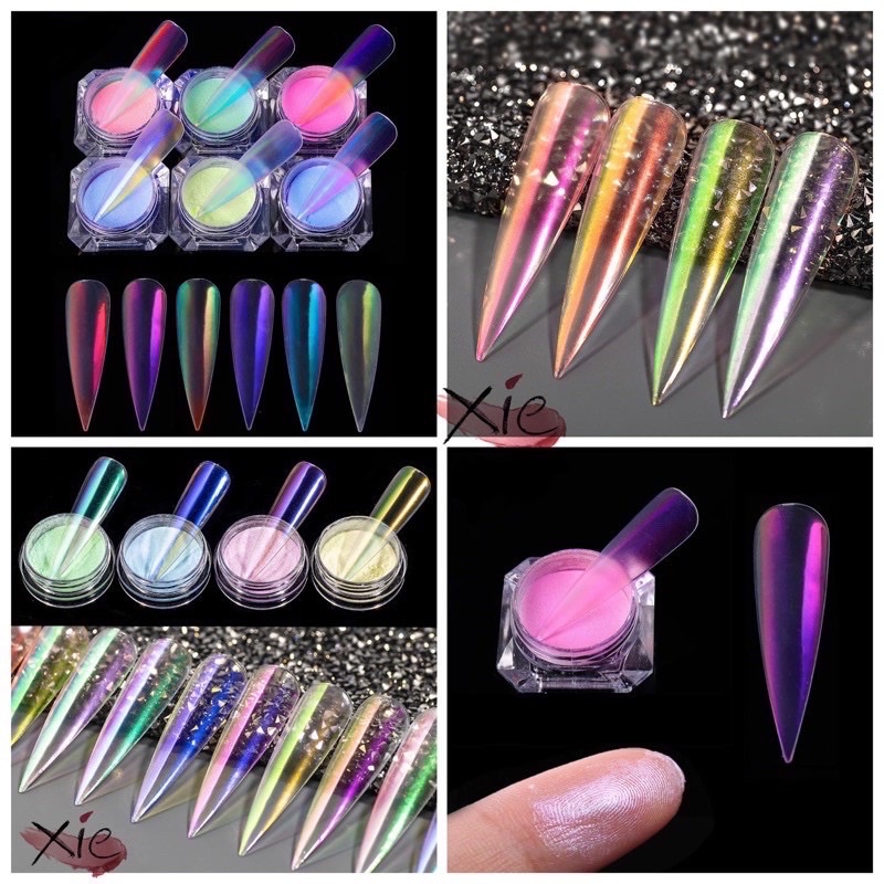 Set tráng gương dạ quang 6 màu - phụ kiện nail
